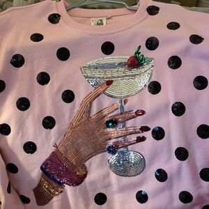 Queen of Sparkles Size L Pink Top NWOT